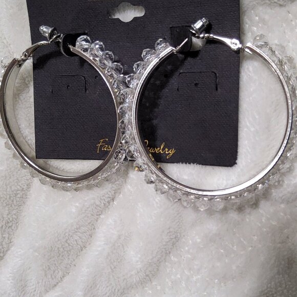 Express clear pendant necklace silver tone/Traci Lynn Earrings - Picture 5 of 5